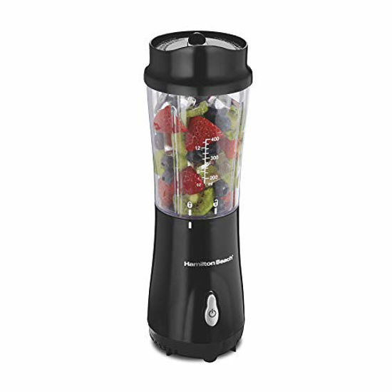 Hamilton Beach Personal Blender for Shakes and Smoothies with 14 Oz Travel Cup and Lid Black 51101AV