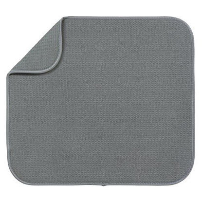Picture of S&T INC. Absorbent, Reversible Microfiber Dish Drying Mat for Kitchen, 16 Inch x 18 Inch, Gray
