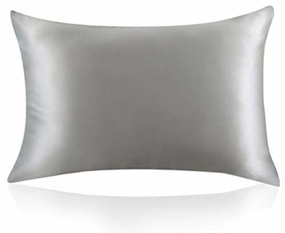 Picture of ZIMASILK 100% Mulberry Silk Pillowcase for Hair and Skin Health,Both Side 19 Momme Silk,1pc (Standard 20''x26, Dark Grey)