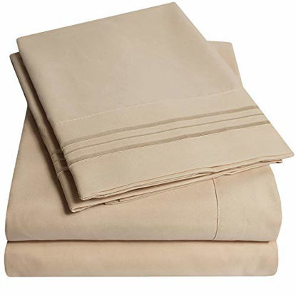 Picture of 1500 Thread Count 3pc Bed Sheet Set Egyptian Quality Deep Pocket - All Size, 12 Colors - Twin, Taupe