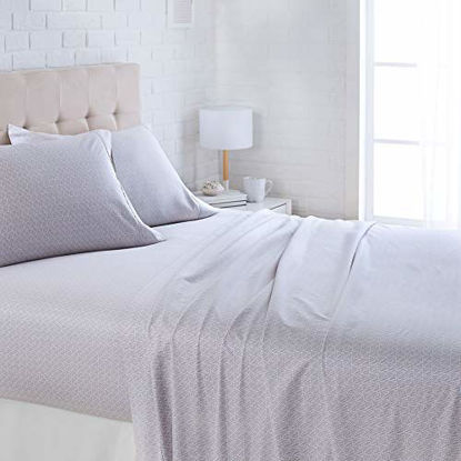 Picture of Amazon Basics Microfiber Sheet Set, King, Grey Crosshatch