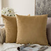 Picture of MIULEE Pack of 2 Velvet Soft Solid Decorative Square Throw Pillow Covers Set Cushion Case for Sofa Bedroom Car 16 x 16 Inch 40 x 40 cm Khaki