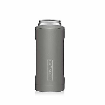 Picture of BrüMate Hopsulator Slim Double-walled Stainless Steel Insulated Can Cooler for 12 Oz Slim Cans (Matte Gray)