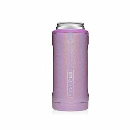 Picture of BrüMate Hopsulator Slim Double-walled Stainless Steel Insulated Can Cooler for 12 Oz Slim Cans (Glitter Violet)
