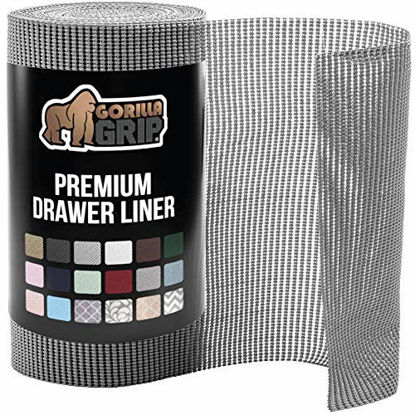Picture of Gorilla Grip Original Drawer and Shelf Liner, Non Adhesive Roll, 17.5 Inch x 10 FT, Durable and Strong, Grip Liners for Drawers, Shelves, Cabinets, Storage, Kitchen and Desks, Gray