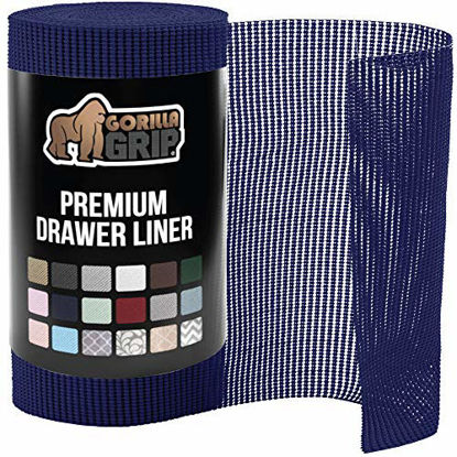 Picture of Gorilla Grip Original Drawer and Shelf Liner, Non Adhesive Roll, 17.5 Inch x 20 FT, Durable and Strong, Grip Liners for Drawers, Shelves, Cabinets, Storage, Kitchen and Desks, Navy Blue