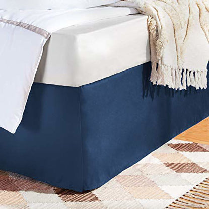 Picture of Amazon Basics Pleated Bed Skirt - Queen, Navy Blue