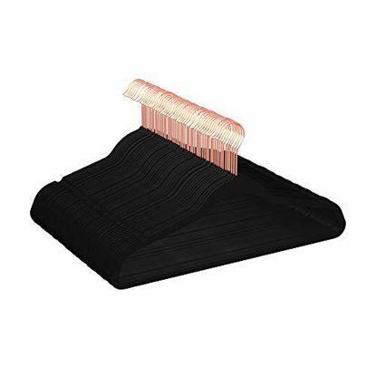 Picture of Amazon Basics Velvet Non-Slip Suit Clothes Hangers, Black/Rose Gold - Pack of 50