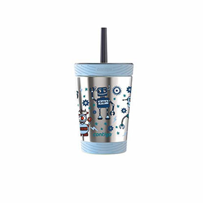Picture of Contigo - 2075533 Contigo Spill-Proof Kids THERMALOCK Stainless Steel Tumbler with Straw, 12 oz., Nautical with Robots