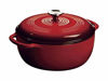 Picture of Lodge Enameled Cast Iron Dutch Oven With Stainless Steel Knob and Loop Handles, 6 Quart, Red & Rubbermaid Commercial Products Stainless Steel Instant Read Oven/Grill/Smoker Monitoring Thermometer