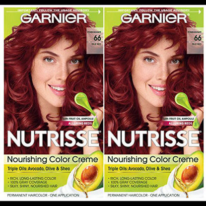 Picture of Garnier Hair Color Nutrisse Nourishing Creme, 66 True Red (Pomegranate), 2 Count
