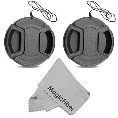 Picture of (2-Pack) 58mm Snap-On Center Pinch Lens Cap with Holder Leash, Camera Lens Protection Cover for 58mm Threaded Lenses