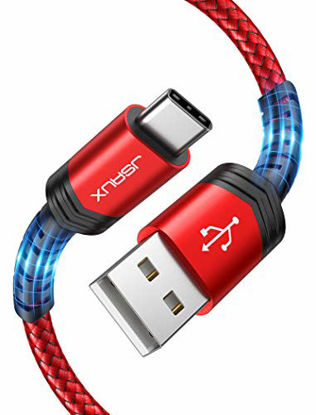 Picture of USB Type C Cable 3A Fast Charging [2-Pack 6.6ft], JSAUX USB-A to USB-C Charge Braided Cord Compatible with Samsung Galaxy S10 S9 S8 S20 Plus A51 A11,Note 10 9 8, PS5 Controller, USB C Charger-Red