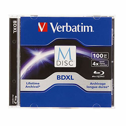 Picture of Verbatim 98912 M-Disc BDXL 100GB 4X with Branded Surface - 1pk Jewel Case, Blue