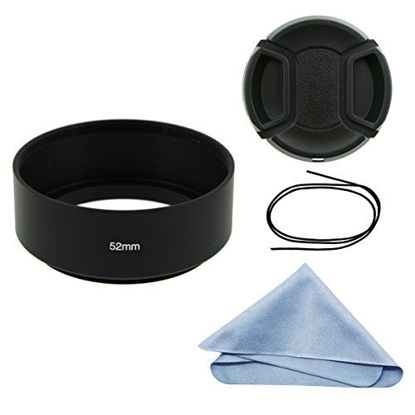 Picture of SIOTI Camera Standard Focus Metal Lens Hood with Cleaning Cloth and Lens Cap Compatible with Leica/Fuji/Nikon/Canon/Samsung Standard Thread Lens
