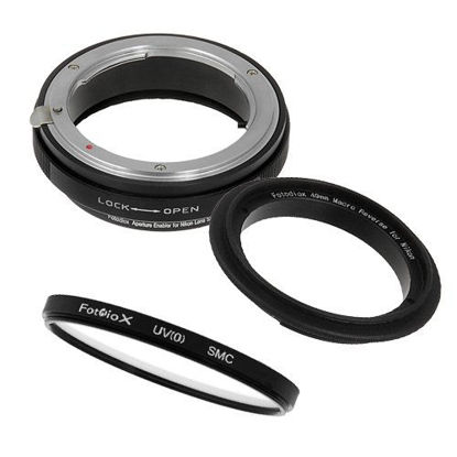 Picture of Fotodiox RB2A 49mm Macro Reverse Ring Kit with G and DX Type Lens Aperture Control, and 52mm UV Protector fits Nikon D1, D1H, D1X, D2H, D2X, D2Hs, D2Xs, D3, D3X, D3s, D4, D100, D200, D300, D300S, D700, D800, D800E, D40, D50, D60, D70, D70S, D80, D40X, D90