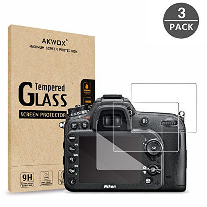 Picture of (Pack of 3) Tempered Screen Protector for Nikon D7100 D7200 D800 D800e D810 D750 D600 D610 D500, Akwox [0.3mm 2.5D High Definition 9H] Optical LCD Premium Glass Protective Cover