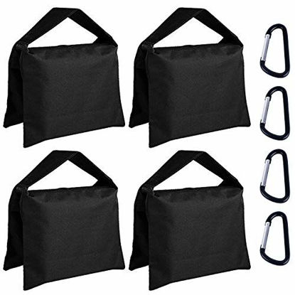 Picture of ABCCANOPY Super Heavy Duty Sandbag Saddlebag Design 4 Weight Bags for Photo Video Studio Stand,Backyard,Outdoor Patio,Sports (Black)