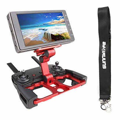 Picture of Anbee Foldable Aluminum Tablet Stand Cell Phone Holder with Lanyard Support Crystal Sky Monitor Compatible with DJI Mavic 2 / Mavic Pro / Mini 2 / Mini / Mavic Air / Spark Drone Remote Controller, Red