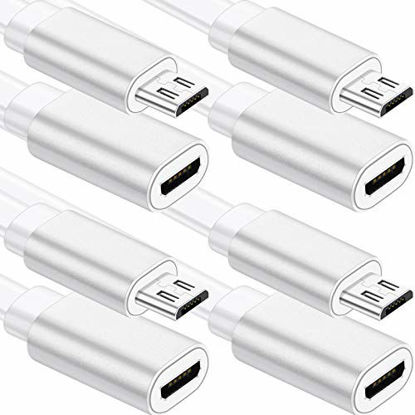 Picture of Sumind 4 Pack 10 ft/ 3 m Micro USB Extension Cable Male to Female Extender Cord Compatible with Zmodo Wireless Security Camera Flat Power Cable, Cable Clips Included (White)