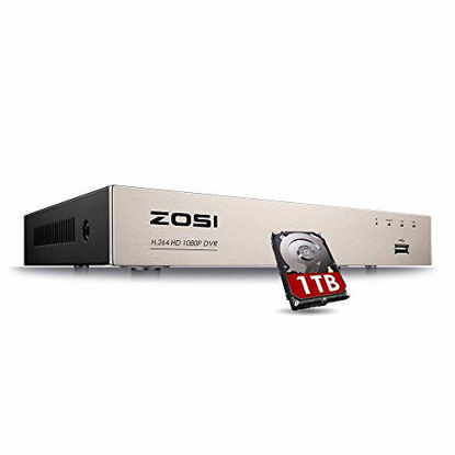 Picture of ZOSI 8CH 1080P Surveillance DVR Video recorders with 1TB Hard Drive Supports 4-in-1 HD-TVI CVI CVBS AHD 960H Security Cameras, Motion Detection, Remote Viewing (Renewed)