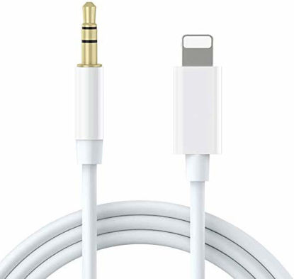Picture of [Apple MFi Certified] Aux Cord for iPhone, Lightning to 3.5mm Aux Cable for Car Compatible with iPhone 11/11 Pro/XS/XR/X 8 7 6/iPad/iPod for Car/Home Stereo/Headphone/Speaker (3.3FT, White)