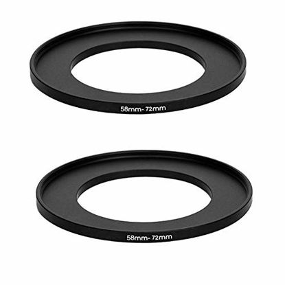 Picture of (2 Packs) 58-72MM Step-Up Ring Adapter, 58mm to 72mm Step Up Filter Ring, 58 mm Male 72 mm Female Stepping Up Ring for DSLR Camera Lens and ND UV CPL Infrared Filters