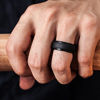 Picture of ThunderFit Silicone Rings for Men - 4 Rings Step Edge Rubber Wedding Bands 10mm Wide - 2.5mm Thick (4 Black Rings, 6.5-7 (17.3mm))