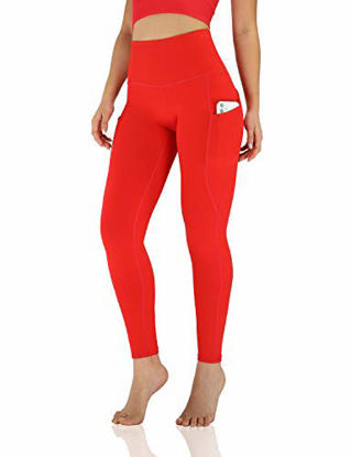 Picture of ODODOS Women's High Waisted Yoga Pants with Pocket, Workout Sports Running Athletic Pants with Pocket, Full-Length,Red,Large
