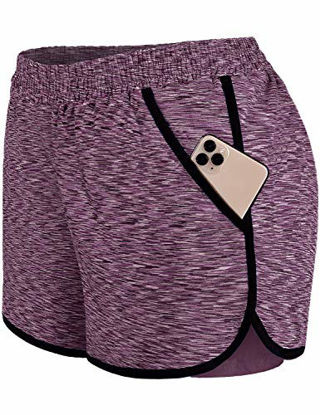 Picture of Blevonh Athletic Shorts for Women 5 Inch,Ladies Elastic Waist Band Light Running Yoga Shorts with Underlining Fit Work Out in Home Birthday Gift for Mothers Day Pink XL