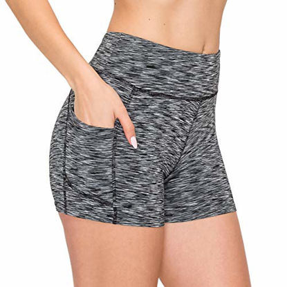 Picture of ALWAYS Women's 3" Bike Shorts with Pockets - High Waist Compression Running Workout Athletic Yoga Pants Space Dye Black XL