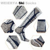 Picture of WEIERYA Ski Socks 2 Pairs Pack for Skiing, Snowboarding, Cold Weather, Winter Performance Socks (Retro Blue 2 Pairs, Medium)