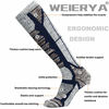 Picture of WEIERYA Ski Socks 2 Pairs Pack for Skiing, Snowboarding, Cold Weather, Winter Performance Socks (Retro Blue 2 Pairs, Medium)