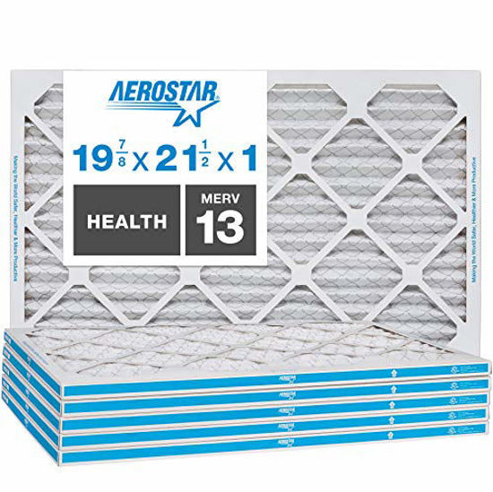 Picture of Aerostar Home Max 19 7/8 x 21 1/2x1 MERV 13 Pleated Air Filter, Made in the USA, Captures Virus Particles, (Actual Size: 19 7/8"x21 1/2"x3/4"), 6-Pack
