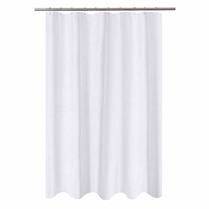 Picture of N&Y HOME Fabric Shower Curtain Liner 54 x 72 inches Bath Stall Size, Hotel Quality, Washable, Water Repellent, White Bathroom Curtains with Grommets, 54x72