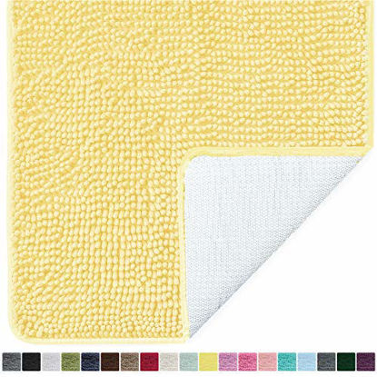 Picture of Gorilla Grip Original Luxury Chenille Bathroom Rug Mat, 44x26, Extra Soft and Absorbent Large Shaggy Rugs, Machine Wash Dry, Perfect Plush Carpet Mats for Tub, Shower, and Bath Room, Yellow