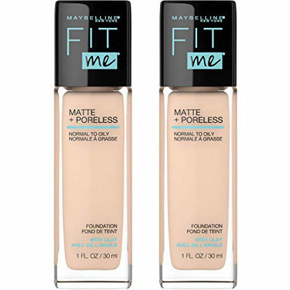 Picture of Maybelline Fit Me Matte + Poreless Liquid Foundation Makeup, Ivory, 2 COUNT Oil-Free Foundation