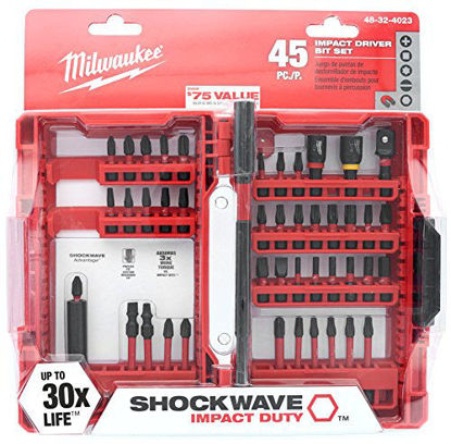 Picture of Milwaukee 48-32-4023 Shockwave Impact Duty 45 Piece Heavy Duty Driver Bit Set w/Hex, Phillips, Square, and Slotted Bits