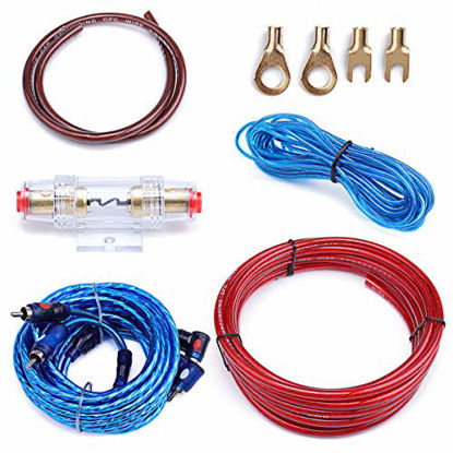 Picture of Muzata 10 Gauge Amplifier Installation Kit with RCA Interconnect and Speaker Wire, Car Audio Subwoofer Wire, AMP Wiring, Auto Audio Cables