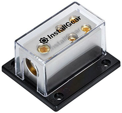 Picture of InstallGear 0/2/4 AWG Gauge Power Distribution Block 1/0 Gauge in to (4) 4/8 Gauge Out