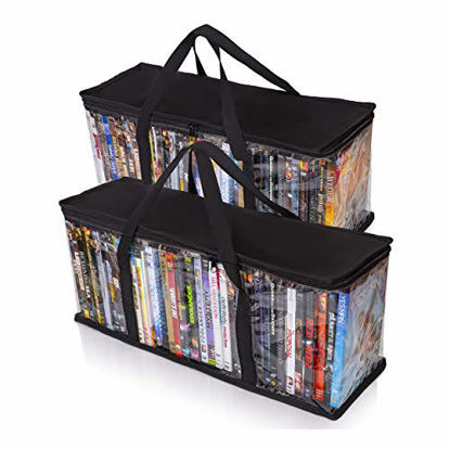 Picture of Besti Home DVD Storage Bags (2-Pack) Holds 80 Total Movies or Video Games, Blu-ray, | Convenient Travel Case for Media | Stackable, Easy to Carry