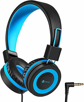 Picture of iClever HS14 Kids Headphones, Headphones for Kids with 94dB Volume Limited for Boys Girls, Adjustable Headband, Foldable, Child Headphones on Ear for Study Tablet Airplane School, Black