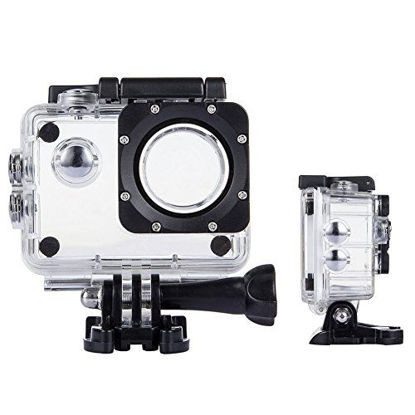Picture of TEKCAM Action Camera Waterproof Case Underwater Protective Housing Case Compatible with AKASO EK7000 EK5000/ DBPOWER EX5000/ WiMiUS Q1Q2/ EKEN H9R/ Campark X15 V30 Sports Camera