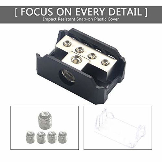 GetUSCart RKURCK 4 Way Power Distribution Block, 0/2/4 AWG Gauge in, 4