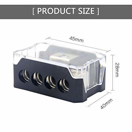 GetUSCart RKURCK 4 Way Power Distribution Block, 0/2/4 AWG Gauge in, 4