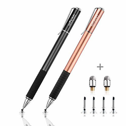 Picture of Mixoo 2-in-1 Precision Disc & Fiber Stylus with Replaceable Tips for Capacitive Touch Screen Devices (Black/Rose Gold)
