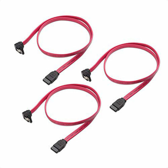 Cable Matters 3-Pack 90 Degree Right Angle SATA III 6.0 Gbps SATA Cable  (SATA 3 Cable) Black, 18 Inches