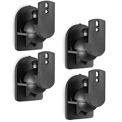 Picture of WALI Speaker Wall Mount Brackets Multiple Adjustments for Bookshelf, Surrounding Sound Speakers, Hold up to 7.7 lbs, (SWM402), 4 Packs, Black