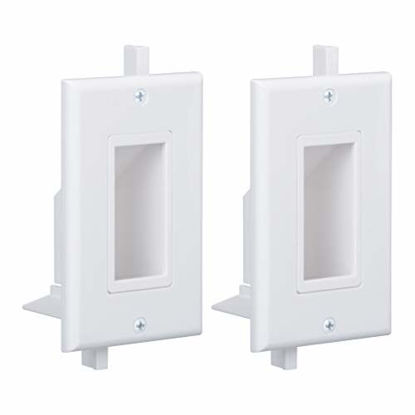 Picture of Wi4You Recessed Wall Plate 2 Pack Decotive Cable Wall Plate with Fly Mounting Wings Bottom Opening for Low Voltage Cable Pass Through WI1009-2