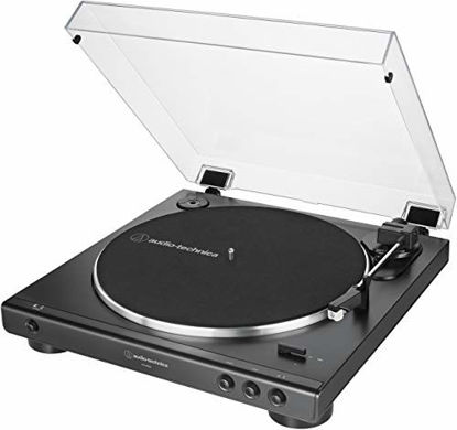 Picture of Audio-Technica AT-LP60X-BK Fully Automatic Belt-Drive Stereo Turntable, Black, Hi-Fi, 2 Speed, Dust Cover, Anti-Resonance, Die-Cast Aluminum Platter